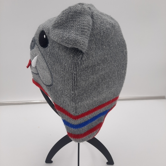 NWOT Healthtex Knit Dog hat with ear covers Red fleece lined Gray Blue Red 2T-5T - Picture 4 of 5